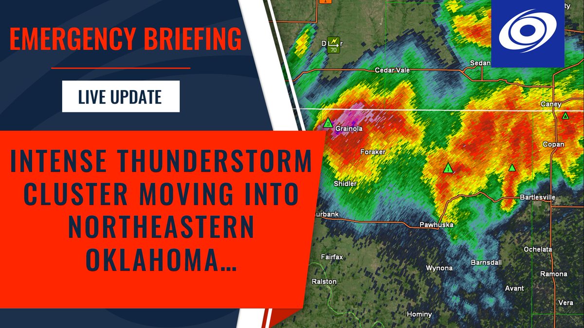 ForceThirteenUS's tweet photo. And we are now #LIVE for your emergency briefing for an intense thunderstorm cluster that is beginning to move into Northeastern #Oklahoma !
https://t.co/bkJ66fkCFT
#OKwx #Kansas #Oklahoma #DestructiveWind #Tulsa #80mph #gianthail #severeweather #severestorms https://t.co/piWsEU2VNZ