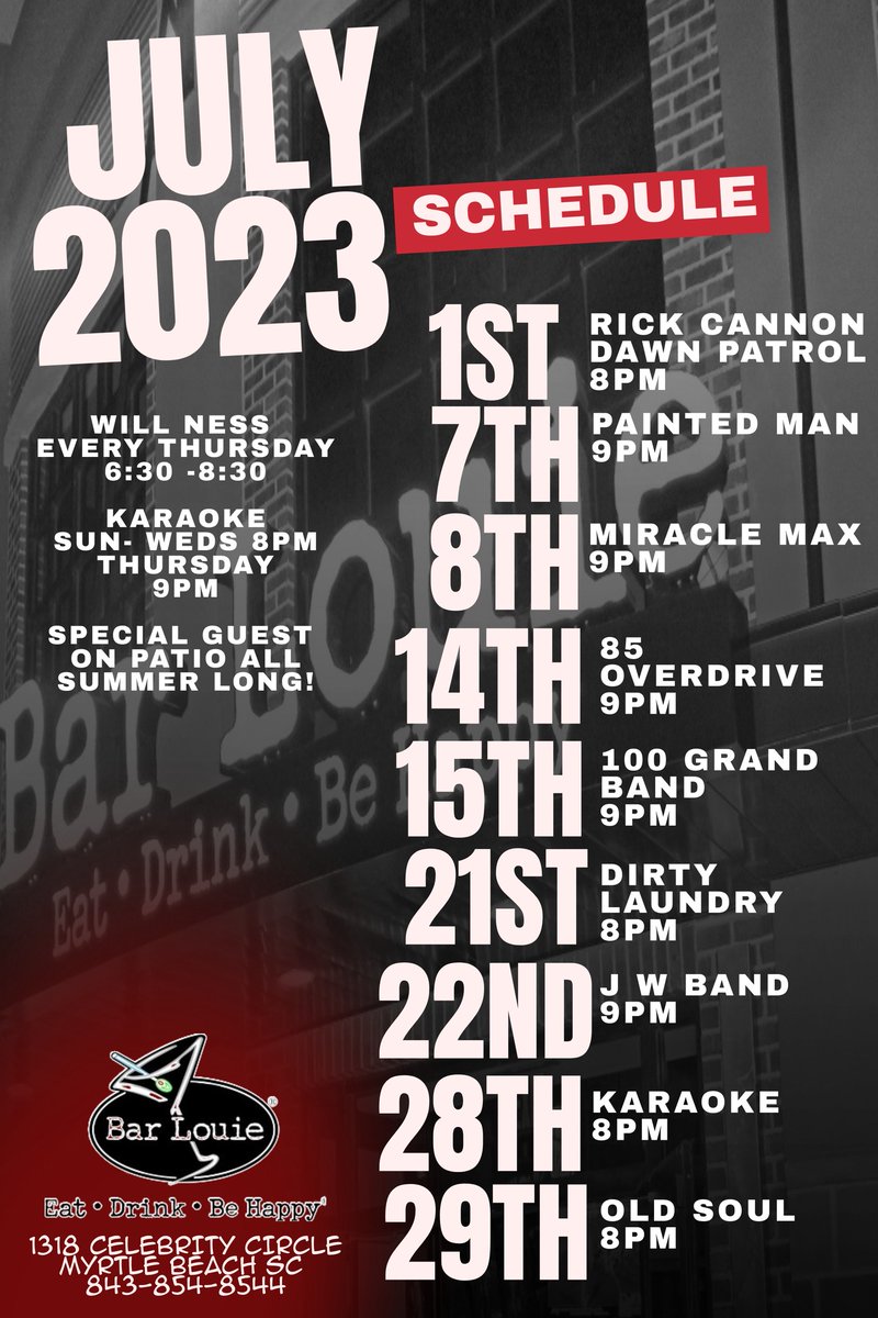 BroadwayatBeach's tweet photo. Enjoy live music &amp; karaoke throughout the month of July at Bar Louie! https://t.co/4lyQeBHrmF