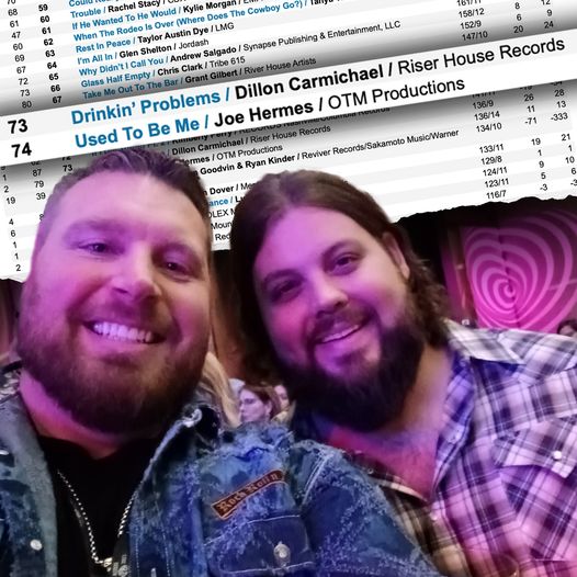 I had the pleasure of meeting fellow country singer/songwriter Dillon Carmichael at CRS earlier this year, and now we find ourselves side by side on the Music Row Country Breakout Chart! 📷 We're still climbing, up +5 spots this week! 📷 #JoeHermesMusic #DillonCarmichael #CRS