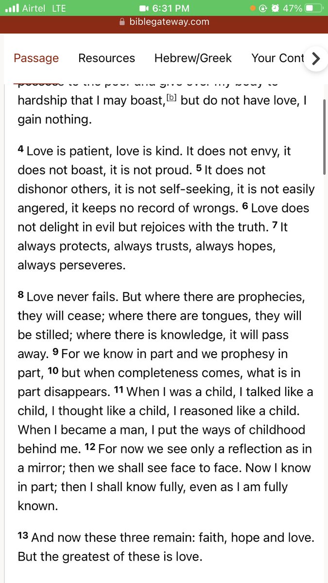 TheGCFR_'s tweet photo. Whenever I open this part of the scripture, I’m confused as to why we blindly say “Love is not enough”? 
If we are talking about the Love that is God, then it is enough. Hollywood’s definition/(mis)representation of Love can not be our standard. Love (God) is enough. Selah ❤️. https://t.co/BqF8VamIWq