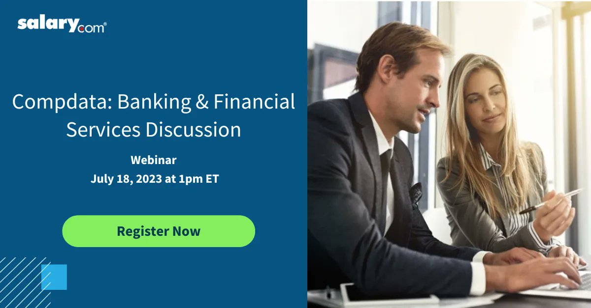 Salary's tweet image. WEBINAR CompData  Banking &amp;amp; Finance - 7/18. Tomorrow! us for an informative and engaging discussion surrounding our #Compdata #Banking &amp;amp; Financial Services #survey.
Gain insight into the undeniable value that salary surveys bring to your organization
buff.ly/3K4sNQN 
#hr