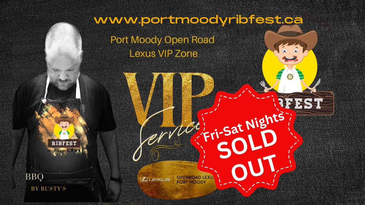 Friday & Saturday evenings are sold out in the @openroadlexus VIP Zone. Seating still available during day and all day Sunday. Great #BBQ from @Rustys_bbq    portmoodyribfest.ca/plan-your-visi…
#yvrbbq #yvrcraftbeer
@VansBestPlaces @VIAwesome #bbqlife #dailyhivevan  #vancouverfoodie #yvreats