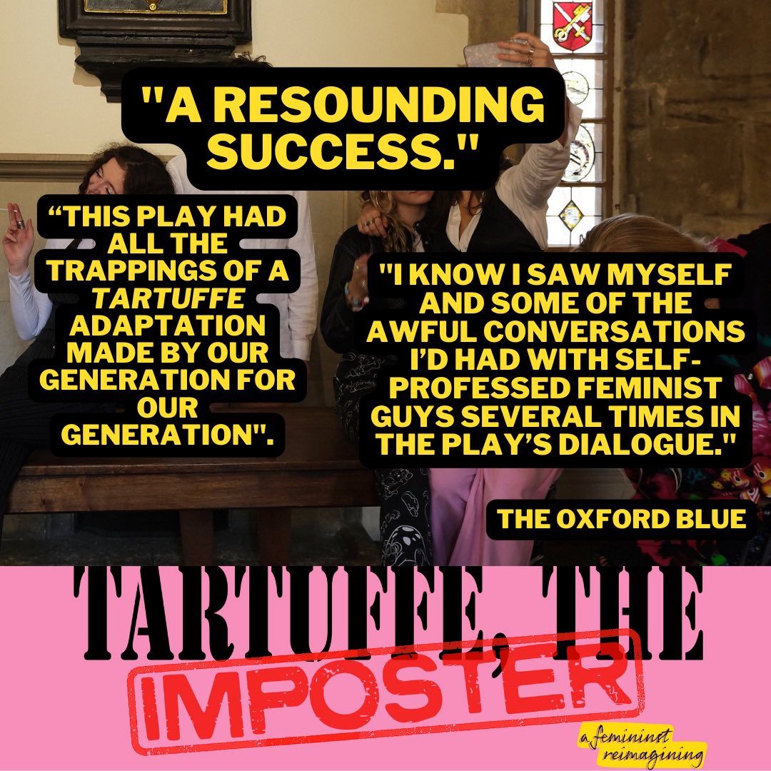 GreenSunProds's tweet photo. @becm42 @edfringe Hi Bec! Check out our feminist reimagining of Molière’s Tartuffe 💅🤩 drop us an email at greensunproductionsoxford@gmail.com for a press ticket 🍾 https://t.co/1bHXUhwfuP
