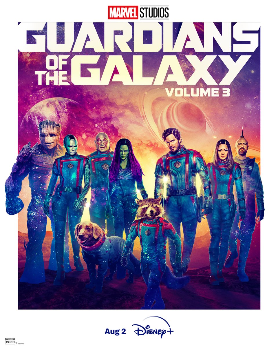 DisneyPlusCA's tweet photo. Mark your calendars! 

Guardians of the Galaxy Vol. 3 is streaming August 2 on Disney+ Canada. 🎶 #GotGVol3 https://t.co/d1CyYOOyxB