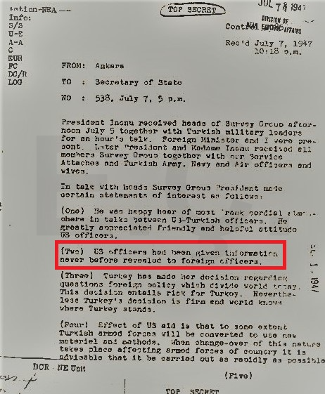 Bu hafta <a href="/NedretErsanel/">Nedret ERSANEL</a> Bey gazetede ve <a href="/NaimBaburoglu/">Dr. Naim Babüroğlu</a> Paşa ile çıktığı programda ilk kez "Türk Ordusunda Batı Etkisi" adlı kitapta kullandığım bir belgeye atfen İnönü'nün Amerikalılara daha önce kimseye verilmeyen askerî bilgileri verdiğini belirtti. İlgili belgeyi paylaşırken +