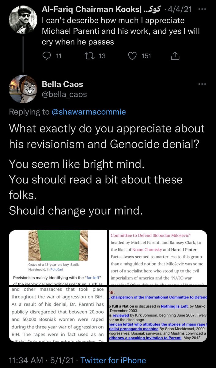 begendisem's tweet photo. “Causus Belli” tho - on July 11th 2021
“Intervention in Bosnia to stop genocide against Muslims was illegal” - Islamophobic sellout, proud all American sellout and Alexis’ doxxing dawg Saracel Eliot from OC everyone
red-brown #GHive winning
😮💨☝️ https://t.co/FsBb1ElcGq