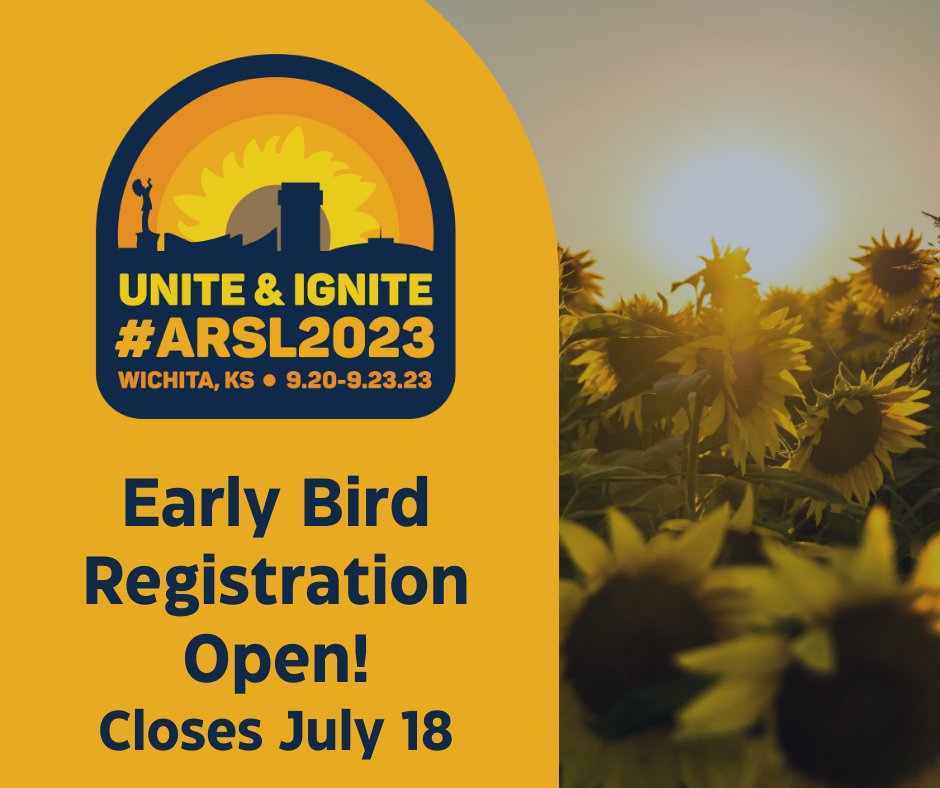 Tomorrow is the Early Bird Registration deadline! Be sure to register by then to secure the best pricing. We hope to see you at #ARSL2023! Register at ow.ly/NLqO50ONCvP