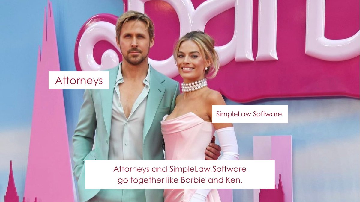 _simplelaw's tweet photo. Attorneys and SimpleLaw Software go together like Barbie and Ken!
Get access to on-demand paralegal support, document automation, & optional client portals with SimpleLaw: https://t.co/0BzwFs49xG
#SimpleLaw #ThinkSimple #LegalTech #LegalSoftware #Barbie #BarbieMovie #BarbieMeme https://t.co/MtsLsGv6Rf