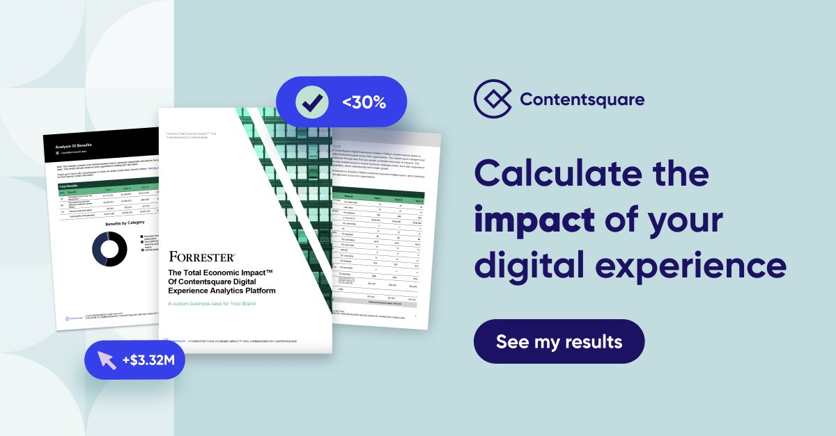 Unleash the power of understanding your online customers on a more personal level with Contentsquare's Benefits Calculator! Get a free estimate of how valuable the Contentsquare #DXA Platform can be for your business today. okt.to/Dm3Xgd