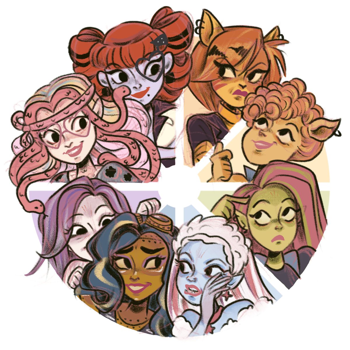 Monster High B-Team characters #colorwheelchallenge