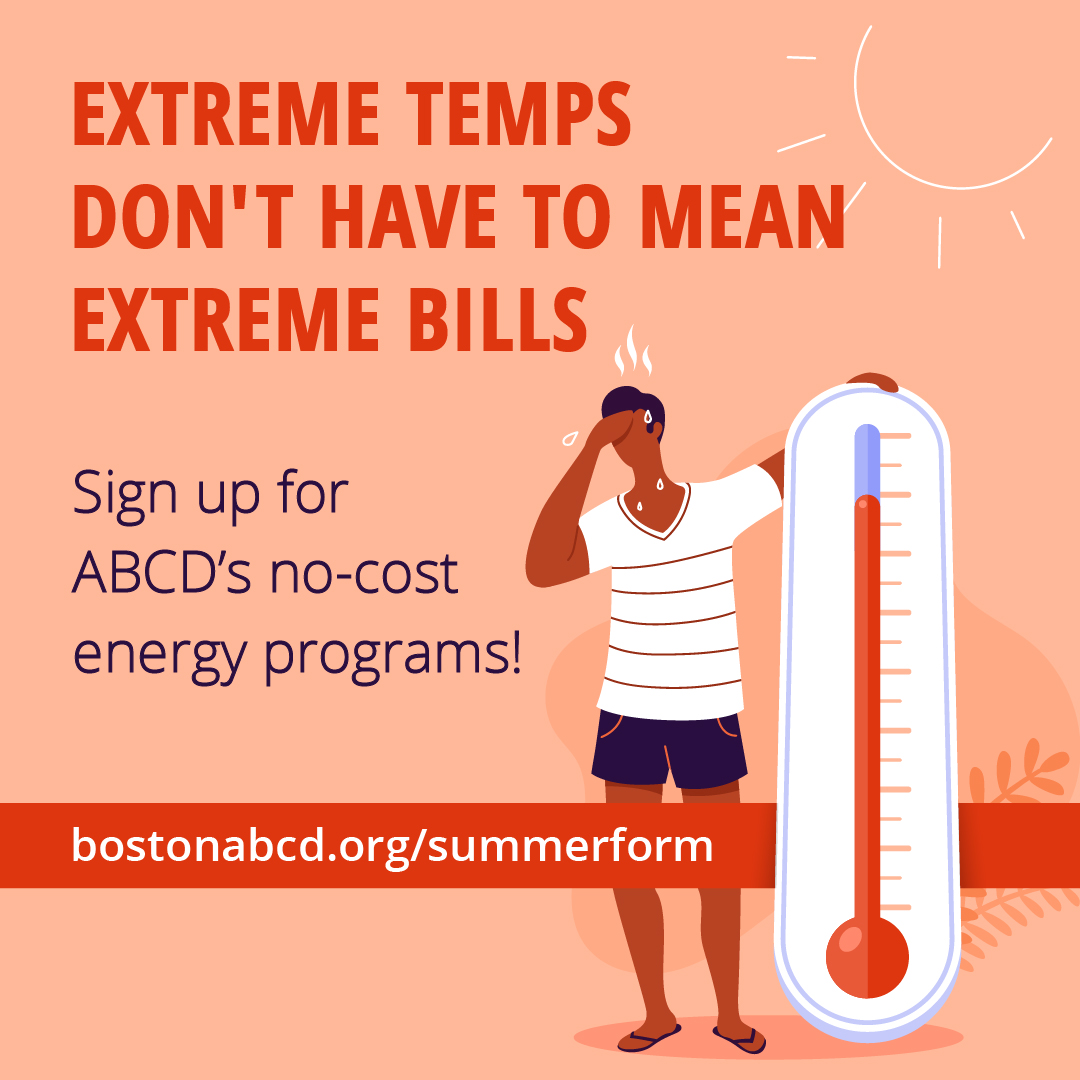BostonABCD's tweet image. Too hot? Get relief! It starts with a home energy audit and, if you qualify, it could mean a new energy-efficient heating and cooling system at no cost! Fill out the ABCD Climate Equity &amp;amp; Impact team’s form at bostonabcd.org/summerform to get started. #climateequity