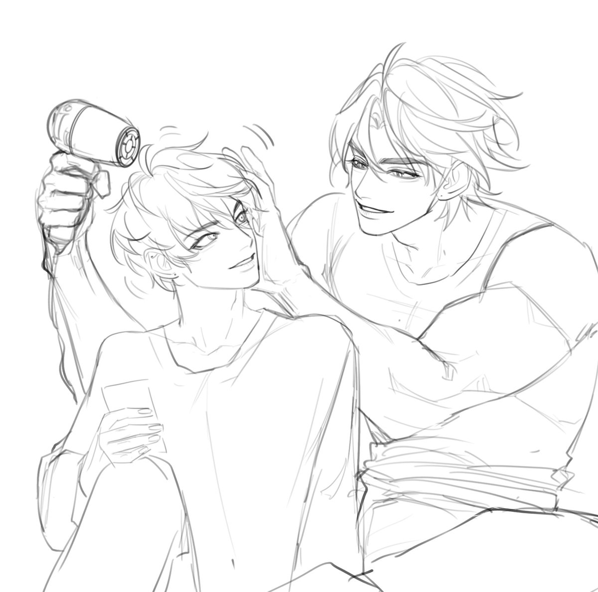 Based on ch 14 of `why do MMOs have marriage system' #renheng #刃恒   (If dh has hairdryer lol)