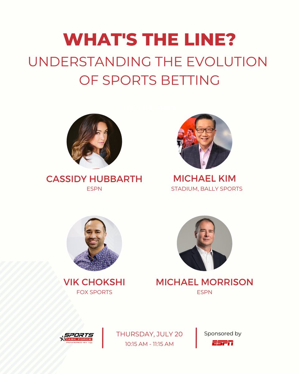 #AAJA23 PREVIEW!🗣️ The sports betting scene has exploded over the past few yrs & continues to grow rapidly. For this @espn -sponsored panel, we’ve gathered experts leading the charge in this space to discuss the content to create around it, how to land a job in betting, & more!