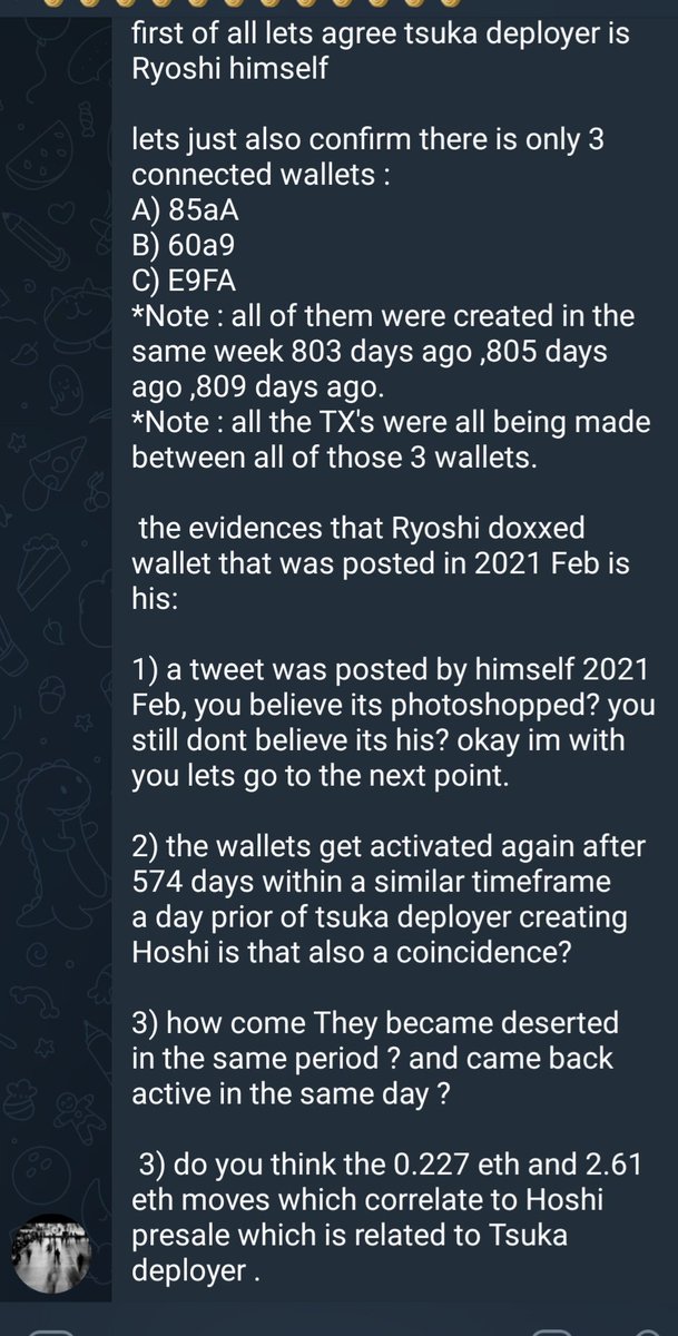Paddy_Stash's tweet photo. Take 5 minutes out of your life and read this. Might be worth it.. New discovery regarding the recent $1.2M in $usdc moved by a wallet directly linked to Ryoshi 14 days ago. THIS wallet owned by ryoshi, that was dormant for 574 days moved $1.2M into a new wallet the day PRIOR to the $tsuka deployers first transaction in ages. The plot thickens