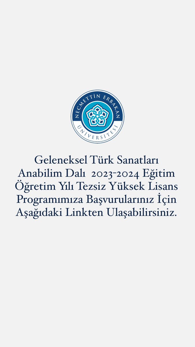 neu_geleneksel's tweet photo. 2023-2024 Öğretim Yılı Tezli Yüksek Lisans Programı Öğrenci Alımları Hakkında Aşağıdaki Bağlantı Adreslerinden Bilgi Alabilirsiniz.

🔗: https://t.co/3oqsBciEfq https://t.co/ztLdu1O52z
