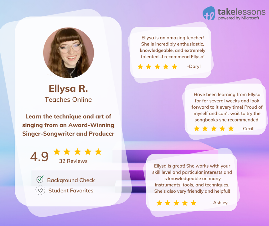 Real teachers with real reviews, written by students like you. Find your teacher on TakeLessons and start learning today at TakeLessons.com!