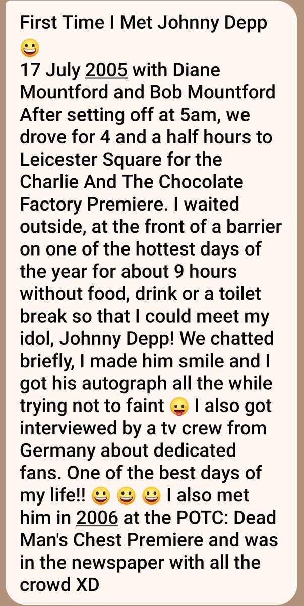truecrimegal87's tweet photo. My Dad just reminded me that today marks 18 years since I met #JohnnyDepp for the 1st time at the CATCF London premiere (I'm crap with dates) 😂

It was one of the best days of my life! 🩷

Below is some info on what happened on the day &amp; a (blurry) photo of me meeting him ☺️💕 https://t.co/1a5uLUS9Zc