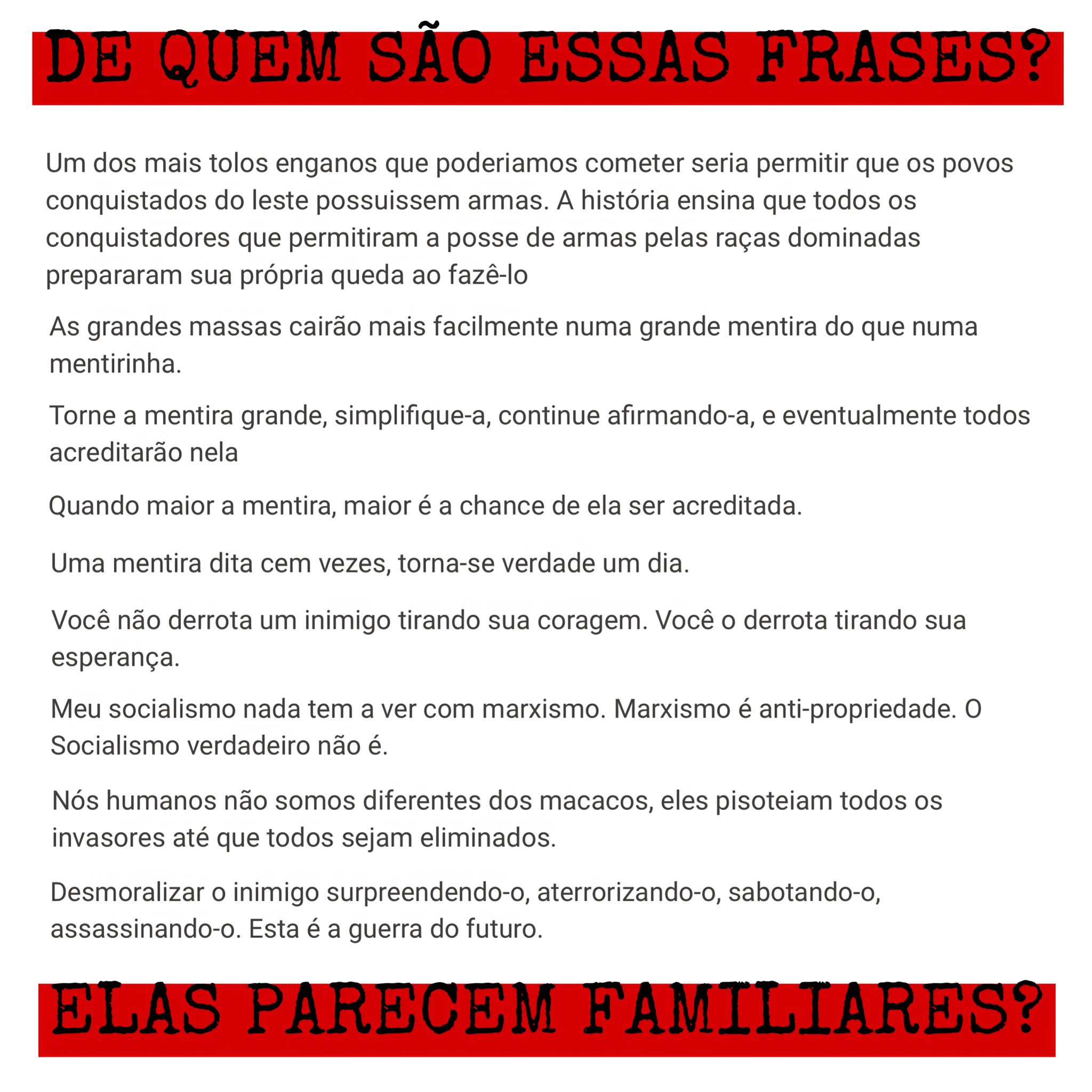 Ed Raposo on X: Peguem essas frases e as imaginem na boca de alguém ou de  um determinado grupo. Muita gente vai notar algumas semelhanças.   / X