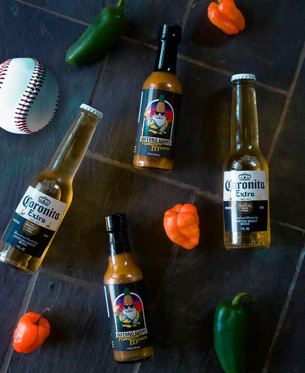 InfernoFarms1's tweet photo. Grab a @corona, our Pineapple XXXpress Hot Sauce, and a buddy to enjoy todays game with! ⚾ Tag them below!
  
#InfernoFarms #HotSauce #Spicy #Foodie #Food #Peppers #HotPeppers #FoodPorn #HotSauceLover #SpicyFood #HotSauceLovers #HotSauceAddict #Hot #Sauce #HotSauceOnEverything https://t.co/hXaiaoKe6m