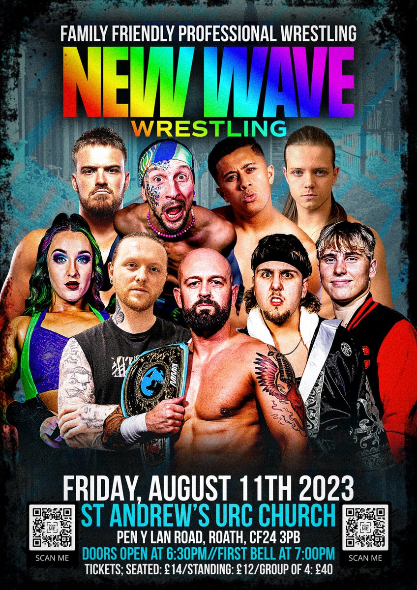 NEW WAVE 9 🌊 We are BACK August 11 as part of Pride in Roath weekend! We’re bringing another STACKED show to St Andrews Church! Get your t1ckets now! ⬇️ qrco.de/newwavewrestli…
