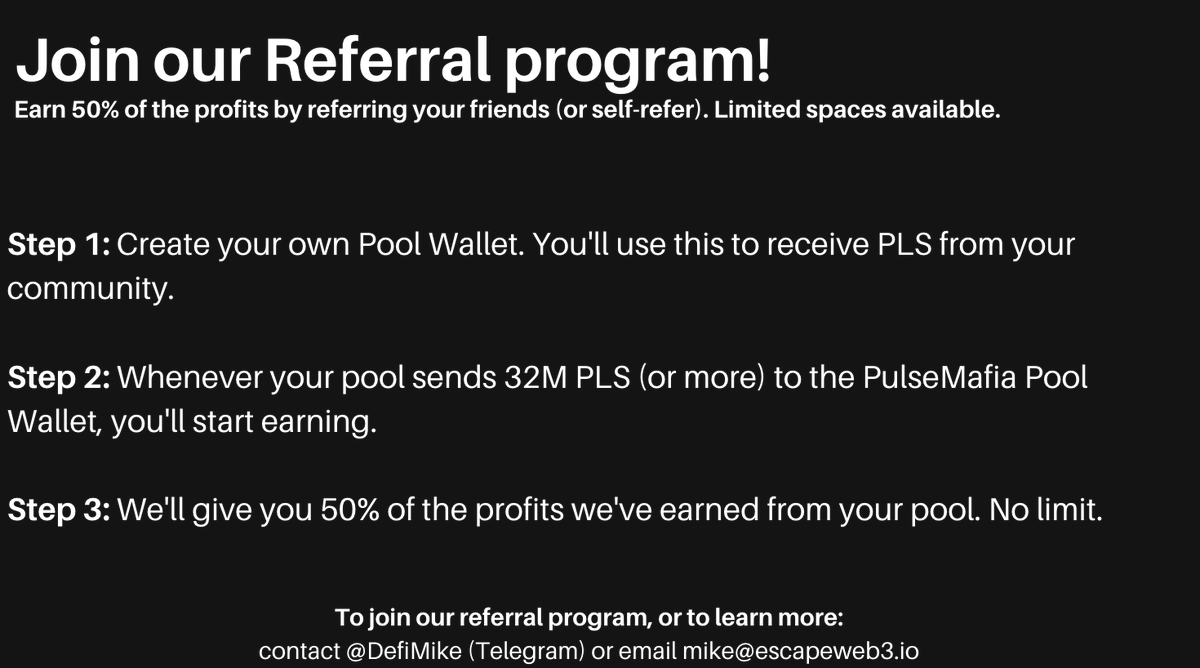 MikeBardi's tweet photo. Do you have a community that could benefit from pooling with our 57 #Pulsechain Validators? 

We just launched our referral program at @PulsechainMafia. DM to learn more. https://t.co/p3I4w2QGU0