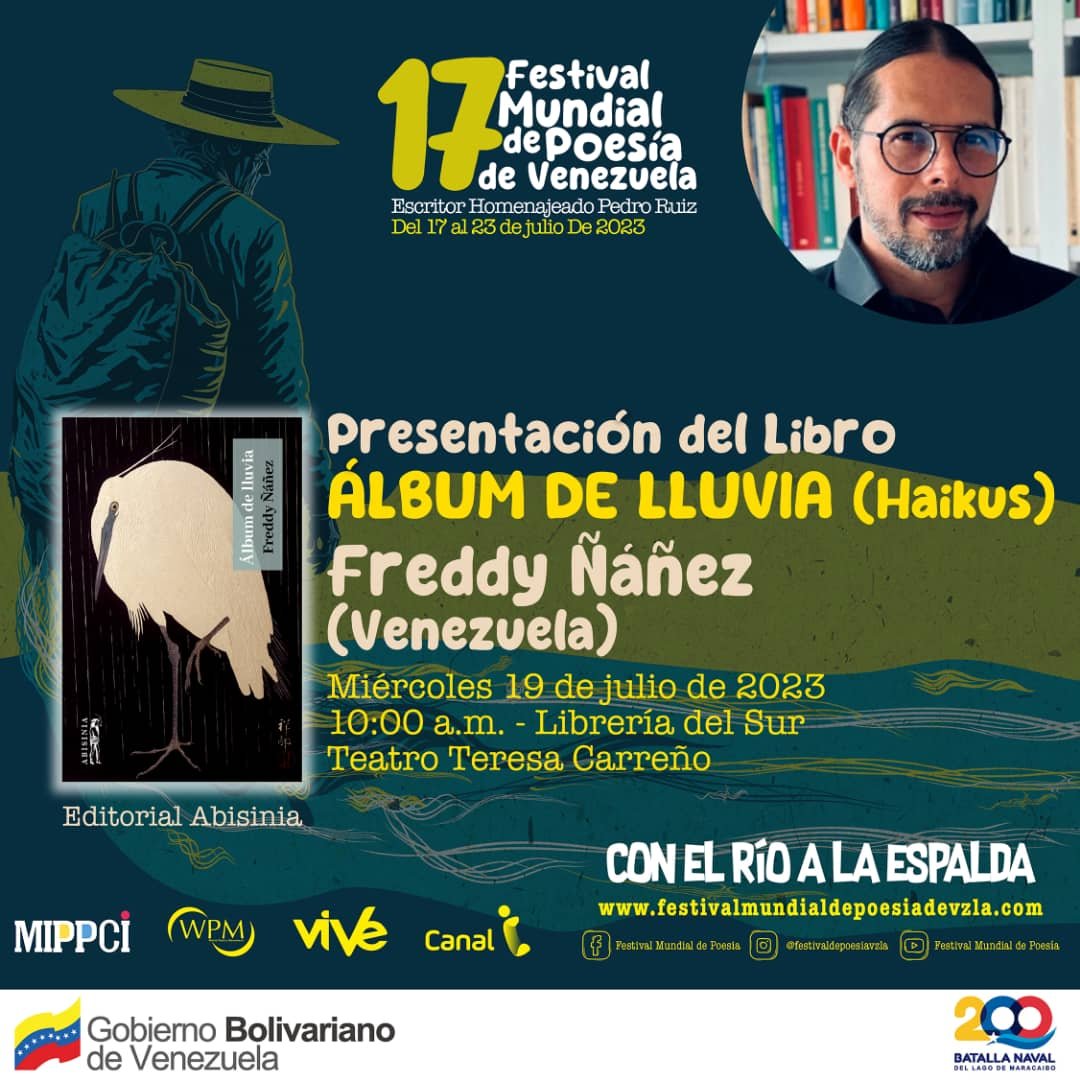 ¡No te pierdas la presentación del Libro Álbum de Lluvia (Haikus)! En el 17° Festival Mundial de la Poesía 2023!📚 Descubre la poesía del Min. @luchaalmada en un evento imperdible. #CongresoMundialDePoesía