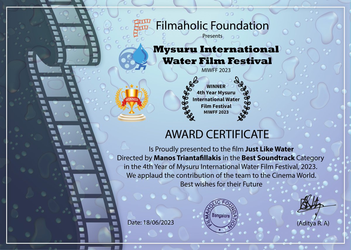 Manos30fillakis's tweet photo. 1st prize for the Best Cinematography from The Staten Island Summer of Shorts International Film Festival in New York and 1st prize for Best Soundtrack from the Mysuru International Water Film Festival in India 🏆🏆 https://t.co/R74ypEQFna