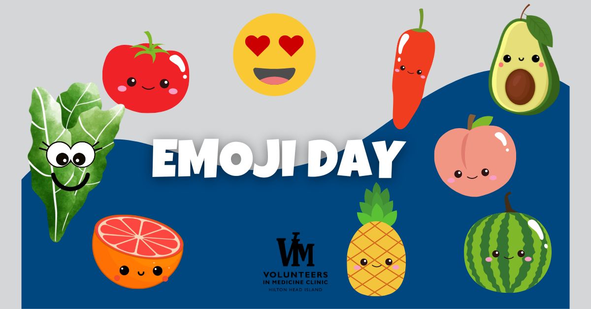 We're celebrating wellness and good eating on #WorldEmojiDay
It's summer, let's enjoy the best of garden fresh fruits and veggies!

#vim  #vimhhi  #vimclinic  #volunteersinmedicine
#vim30years
#hiltonhead #daufuskie

vimclinic.org