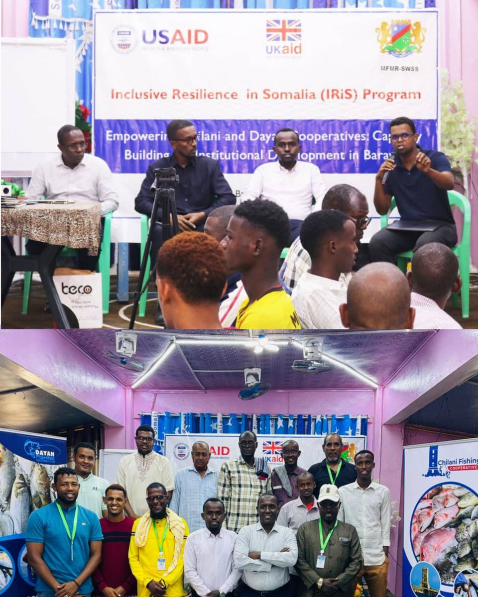 On July 15, 2023, in the city of Barawe, activities were started to improve the standard of fisheries cooperatives in Barawe district.
In the first phase of the <a href="/IRiS_Program/">Inclusive Resilience in Somalia</a> capacity building, he will support the Chilani and Diax cooperatives. <a href="/USAIDSomalia/">USAID Somalia</a> <a href="/UKaid/">UK aid</a> <a href="/US2SOMALIA/">U.S. Embassy Mogadishu, Somalia</a>