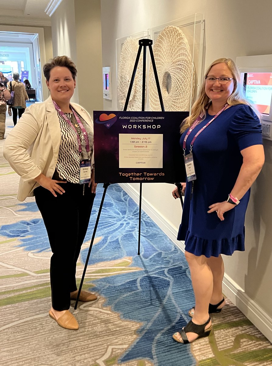 PaariUSA's tweet image. Hello from Bonita Springs, FL!  Our PAARI team Charlette Tarsi and Brittney Garrett will be presenting ‘ Police Deflection Programs: Stakeholder Building &amp;amp; Impact on Communities at the 2023 @FLchildren1  Conference today!

#florida #Nationaldeflectionweek2023 #deflectionweek