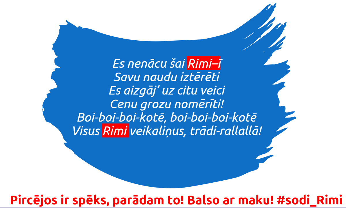 nezobis's tweet photo. Rimi boikotam nav jābūt smagnējam un garlaicīgam.
Tas var būt jautrs, draisks un latvisks!
Raksti komentāros nākamos pantus!
#sodi_rimi https://t.co/0zIoVrkL5I