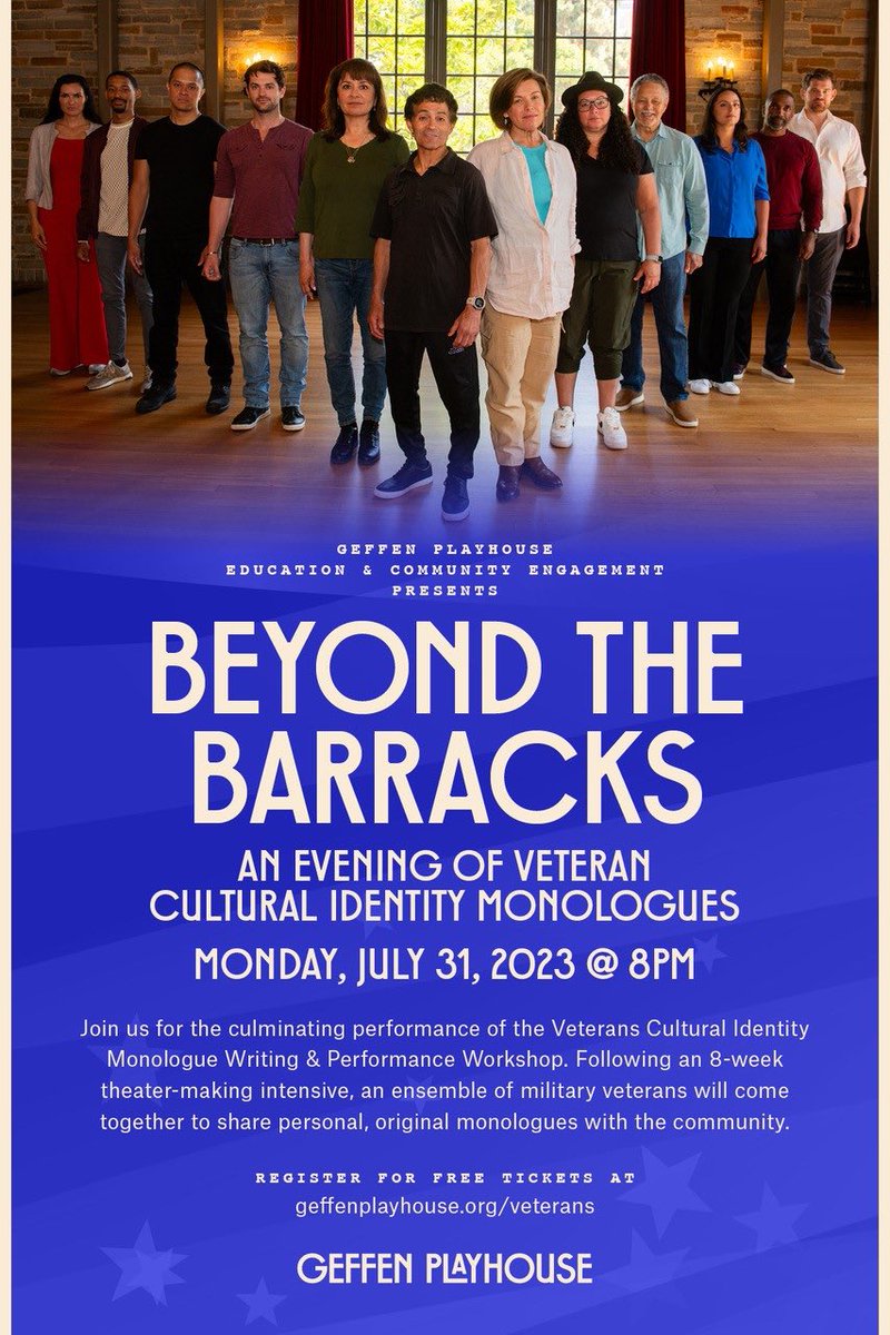 VME (@vmeconnect) on Twitter photo Join #VME members and military #veterans as they perform original monologues at the <a href="/GeffenPlayhouse/">Geffen Playhouse</a> for a night of #theatre and #community #vets #LosAngeles Join #VME members and military #veterans as they perform original monologues at the <a href="/GeffenPlayhouse/">Geffen Playhouse</a> for a night of #theatre and #community #vets #LosAngeles