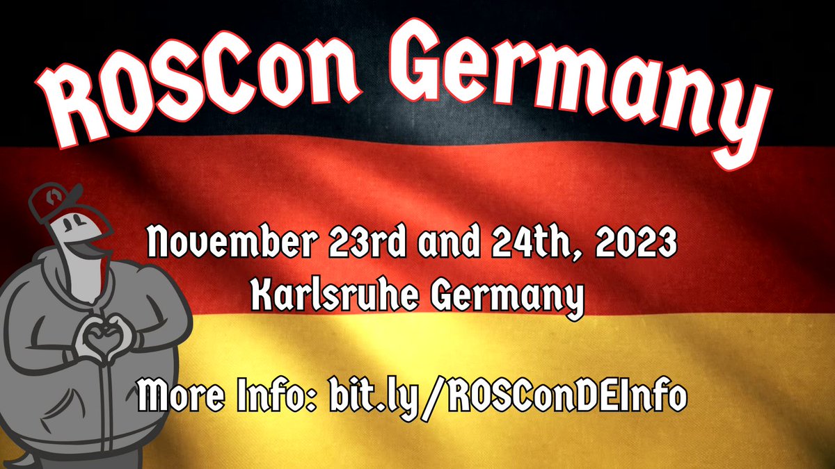 We're happy to announce our fourth local ROSCon for 2023: #ROSConDE!

This is our first German language ROSCon and will take place on November 23rd and 24th in Karlsruhe, Germany. If you would like to sponsor the event or attend please see ROS Discourse:

discourse.ros.org/t/roscon-de-20…
