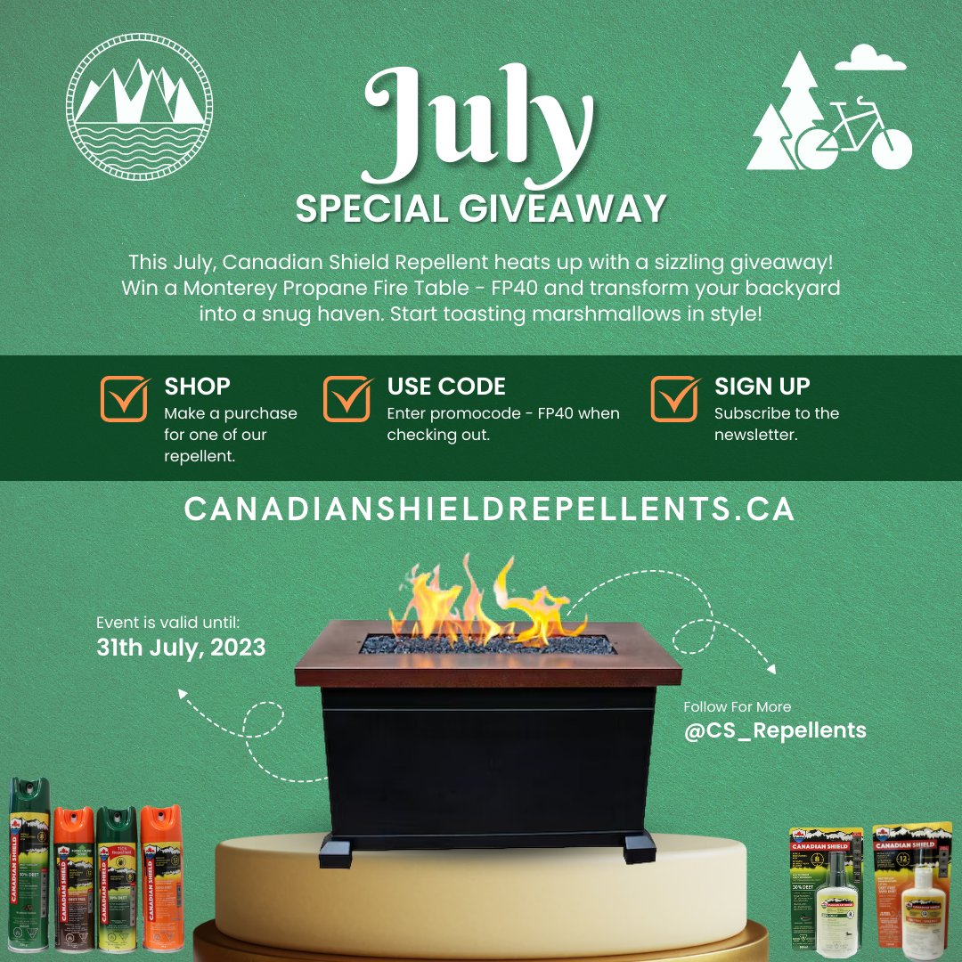 CS_Repellent's tweet image. Summer fun shouldn’t include bug bites! 🦟 Stay protected &amp;amp; enter to win a Propane Firepit Table! #NoMoreBites #SummerFun  #EnterToWin #SummerVibes #PropaneFirepitTable #BugBites #StayProtected #OutdoorLiving #HappySummer #Giveaway

🔗 Link in the Bio!