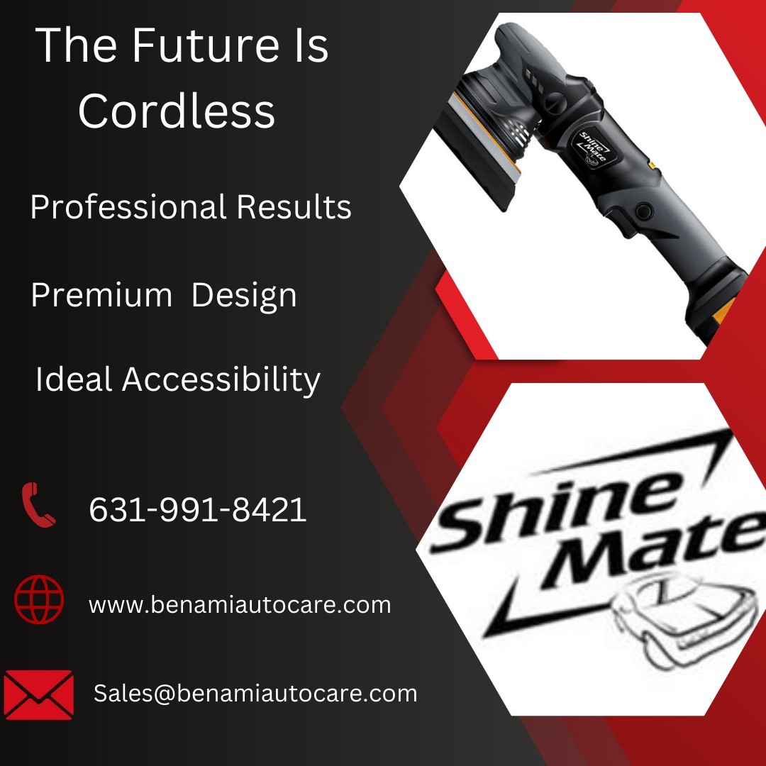 ShineMate's Cordless Polishers offer powerful and precise results. This tool provides our customers with comfort, reduced fatigue, and excellent paint finishes. Free to go anywhere without restriction from the cord. 
 #CarCareProfessionals #autocare #polishingmachine #autodetaili