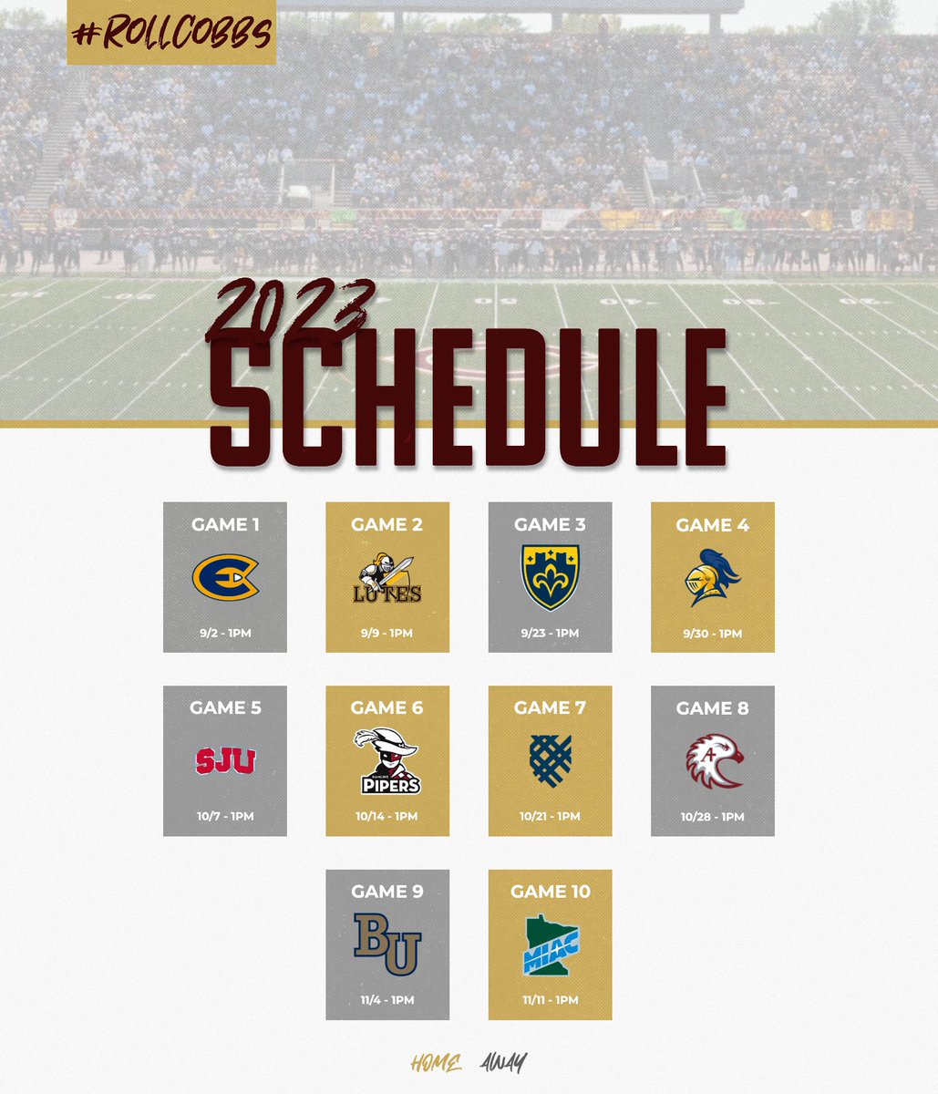 Mark your calendars, everyone! Can't wait to hit the field with the boys this Fall and see what the 2023 Cobbers are all about! #RollCobbs #TogetherWeWill