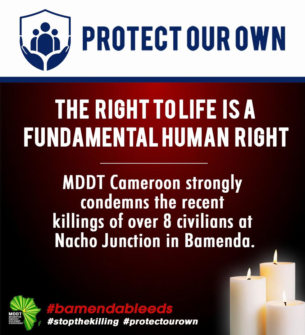 mddtcameroon's tweet photo. Le massacre de Nacho, est un indicateur et un signal d’alerte à une tuerie de masse possible des civils dans la région du Nord-ouest #Cameroun . Les principaux acteurs doivent réfléchir à #laprotectiondescivils, #droitàlasécurité et #undialogueinclusif. https://t.co/Fx06nueSx7