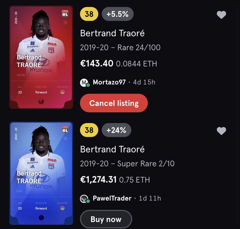 Mortaz0's tweet photo. Selling the rare one for the best offer I got till tomorrow 
Best I have now is 67€ 
@Sorare @SorareData @sorare_portugal #sorare https://t.co/cZhgODrObq