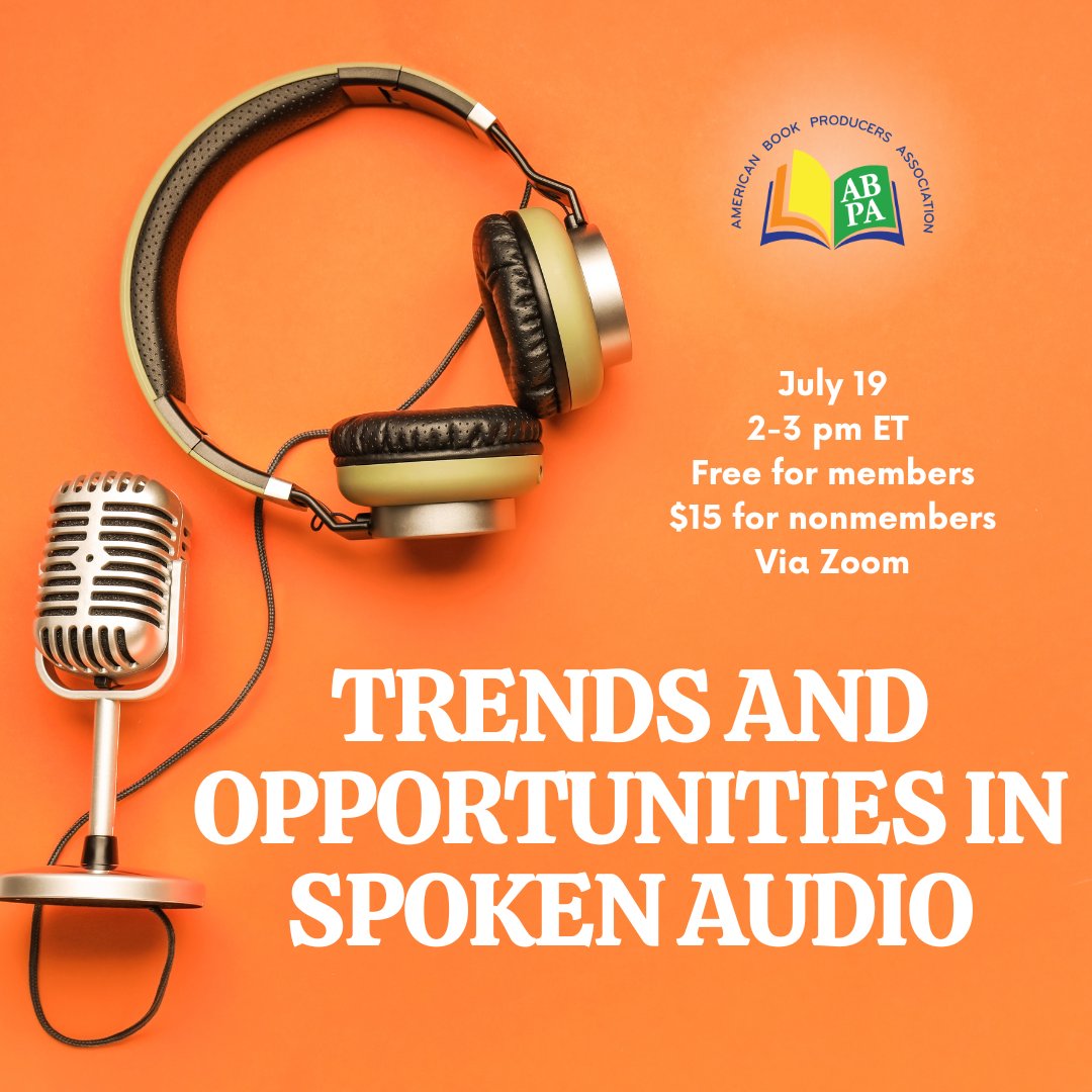 What are you doing for lunch on Wednesday?

If you're looking for a deeper understanding of the fast-growing world of spoken audio, this Lunchtime Learning event is for you!

Register here:
us02web.zoom.us/meeting/regist…

#Audiobooks #Publishing #BookPublishing #BookTwitter #Podcasts