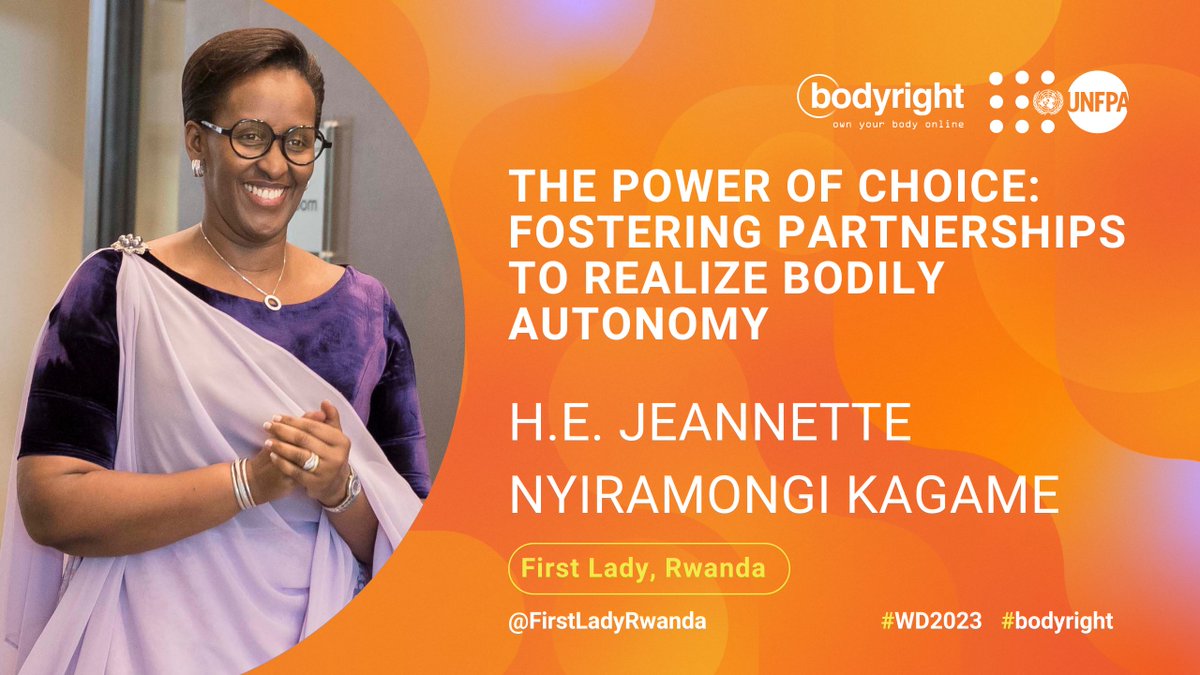 “When women’s bodily autonomy is overstepped, when women’s health is compromised, the choices that affect their lives the most are taken out of their hands.” — <a href="/FirstLadyRwanda/">First Lady of Rwanda</a>

#WD2023 #bodyright