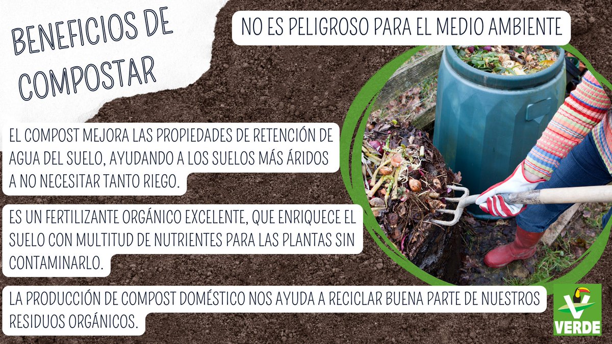 verde_colima's tweet image. ¡Compostar es clave para un futuro #sostenible! Reduce residuos, enriquece el suelo y promueve una agricultura saludable. ¡Únete a la acción! Comienza tu #compostera casera hoy mismo y contribuye al cuidado del medio ambiente. ¡Juntos podemos marcar la diferencia! #SomosVerdes