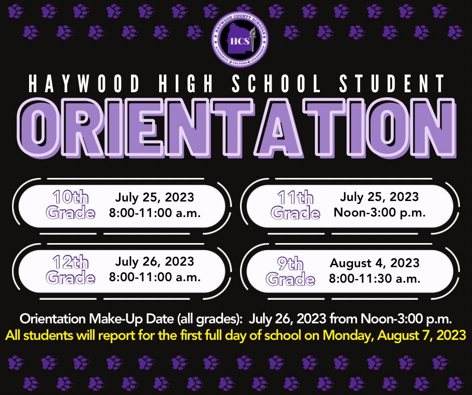 Haywood High School is hosting Student Orientation sessions next week for grades 9-12! For more information, families can contact the school directly at 731-772-1845.

#HCSForward
#HaywoodRePRESENT