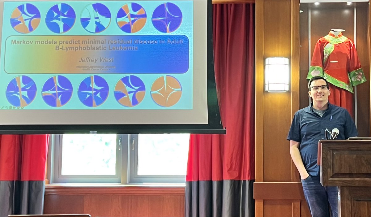 Opening the 1st #mathonco contributed session is our very own <a href="/mathoncbro/">Jeffrey West</a> presenting, Markov models predict minimal residual disease in Adult B-Lymphoblastic Leukemia <a href="/mathonco/">IMO</a> <a href="/MoffittNews/">Moffitt Cancer Center</a> #SMB2023