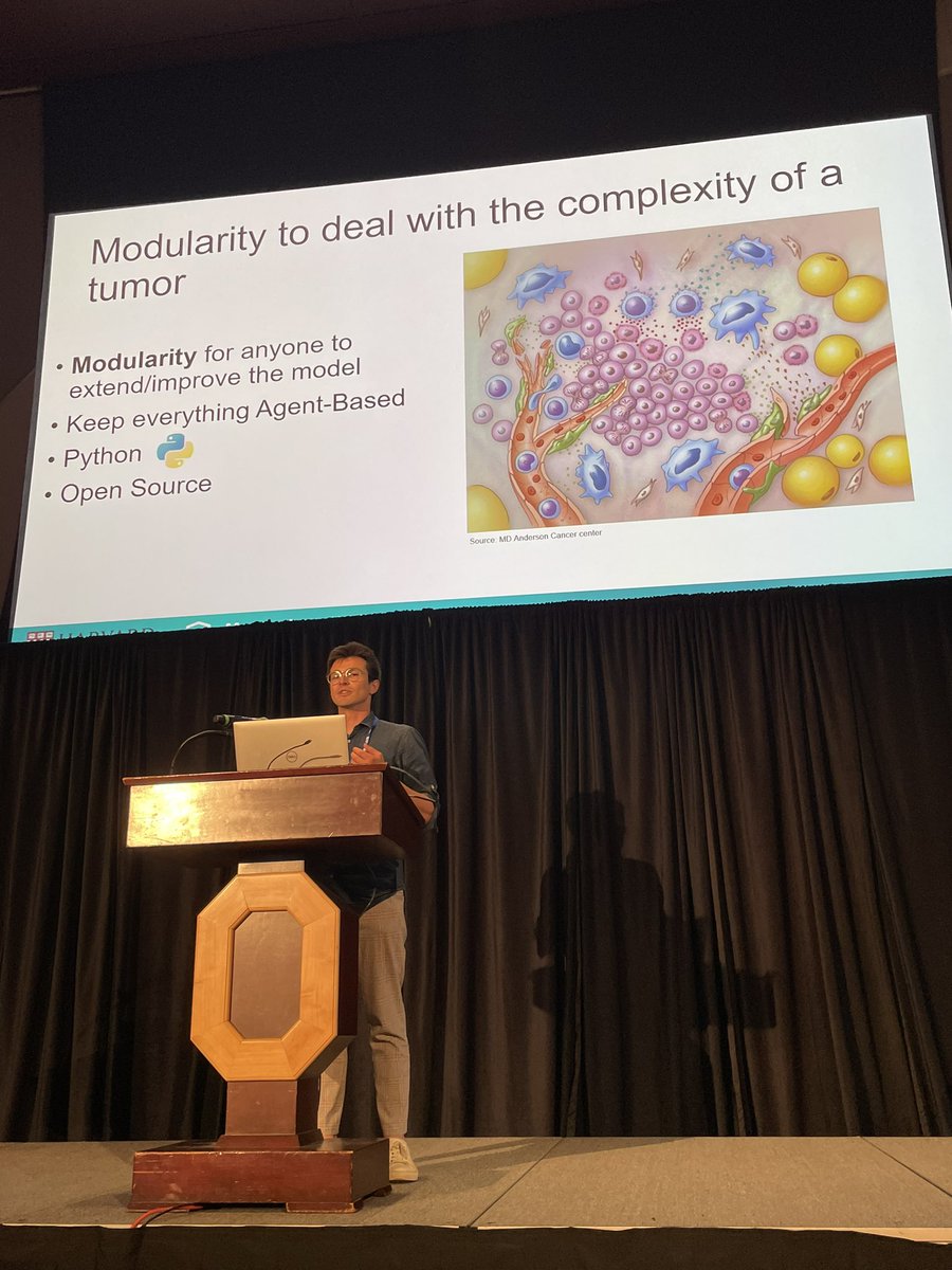 ibracham_'s tweet photo. Louis from @bertoletlab is presenting his AMBER model at #SMB2023. AMBER stands for Agent-based Modeling of Biophysical Evolution after Radiotherapy. It aims at integrating high-resolution radiation physics in tumor growth mechanistic modeling.
@MGHCancerCenter @HarvardRadOnc https://t.co/nuOt5eQMD3