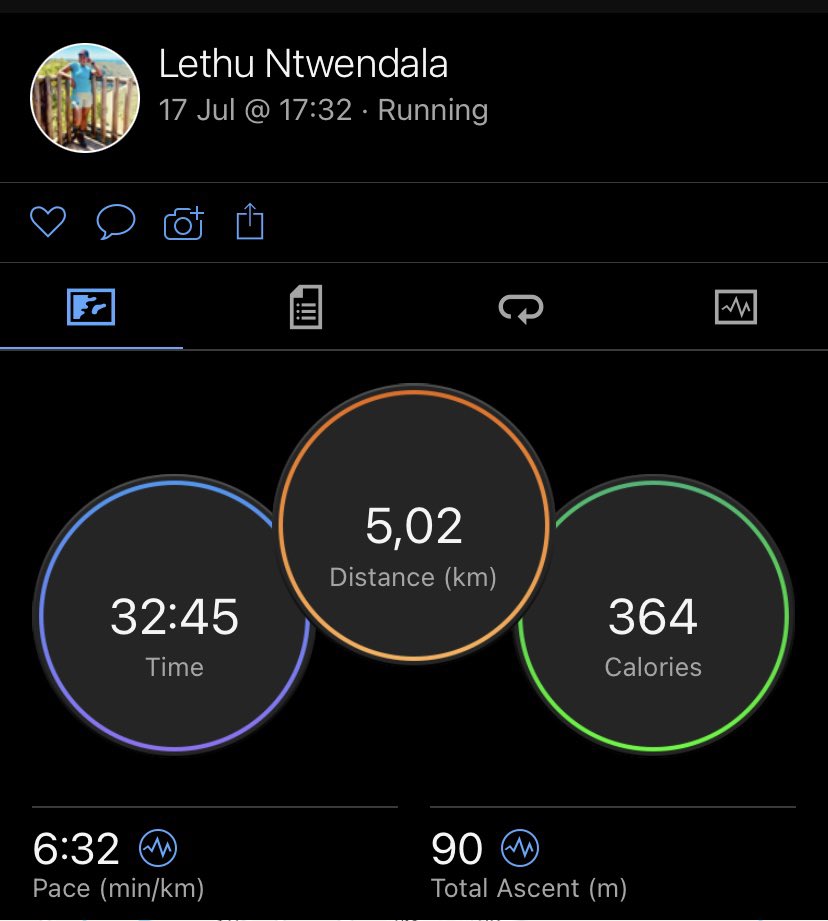 Ndibuyile! First run after recovering from an ankle injury.

#IPaintedMyRun 
#TrapnLos 
#RunningWithSoleAC 
#RunningWithTumiSole 
#MondayMotivation 
#NeverSkipMonday