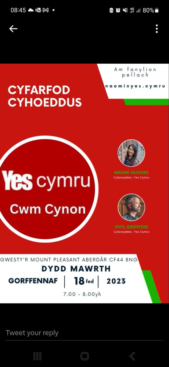Yn edrych ymlaen at weld cymaint ohonoch chi â phosib nos fory (nos Fawrth) y 18fed yn y Mount.

<a href="/YesCymru/">YesCymru</a> #anibyniaeth