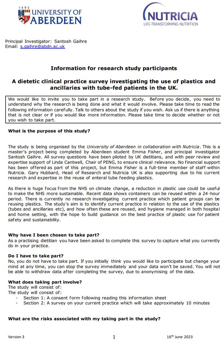 BDA_PENG's tweet photo. Are you a dietitian working in enteral tube feeding? Please read the participant information sheet and complete this survey to aid understanding how you use plastics in tube feeding within your practice. 

https://t.co/zyczCO0rN8 https://t.co/LvcpDt4iAc