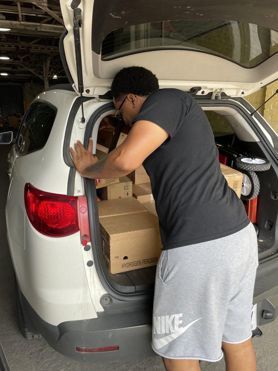 Restocking for upcoming giveaways. Thank you Goods Bank NEO