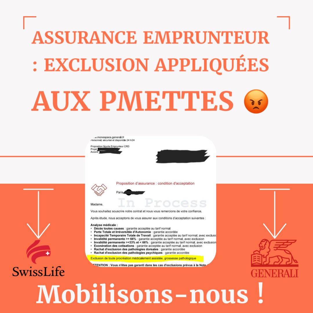 fivfr's tweet photo. [Thread]Coup de gueule estival pour dénoncer ces assureurs qui stigmatisent les pmettes et leurs mettent des exclusions à vie ! Voici le témoignage de Julie qui parle de lui-même ! 👇 https://t.co/UA5F5O2JLx