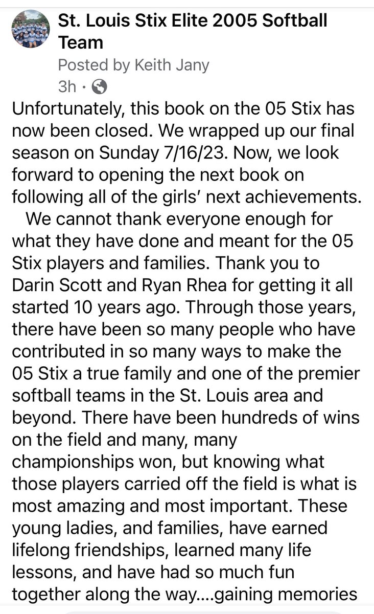 STL Stix Elite 05 Softball Team tweet media